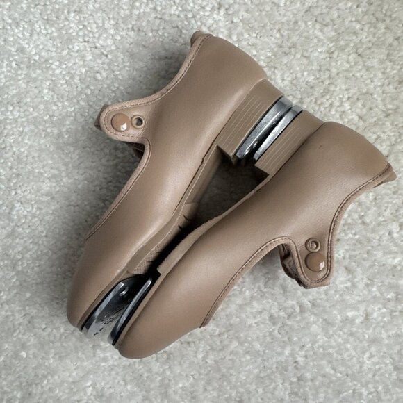 Capezio Tele-Tone Youth Girl Size 10.5 W Tap Shoes Beige Man Made Materials - Picture 5 of 9